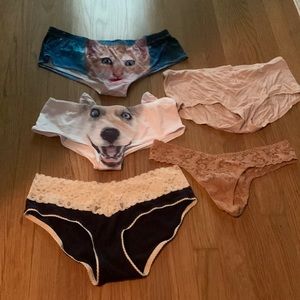 Hanky panky lace thong. Lace gap cheeky. Animal full coverage one size fits all